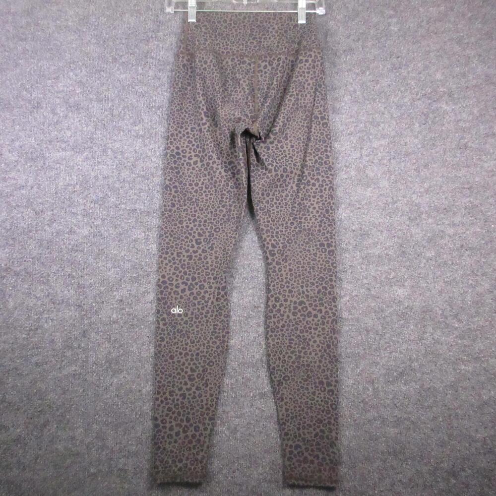 Alo Leggings Womens Small Brown Animal Print High Rise Ankle Yoga Pants Athletic - Picture 2 of 10